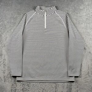 G/Fore Quarter Zip Mens Size L Grey White Striped 1x1 Mid Pullover Sweatshirt